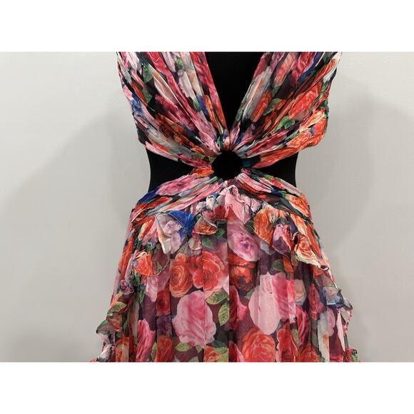 Mac Duggal 68076 Multicolor Ruffled Cut Out Sleeveless Gown Sz 10 - Picture 4 of 8